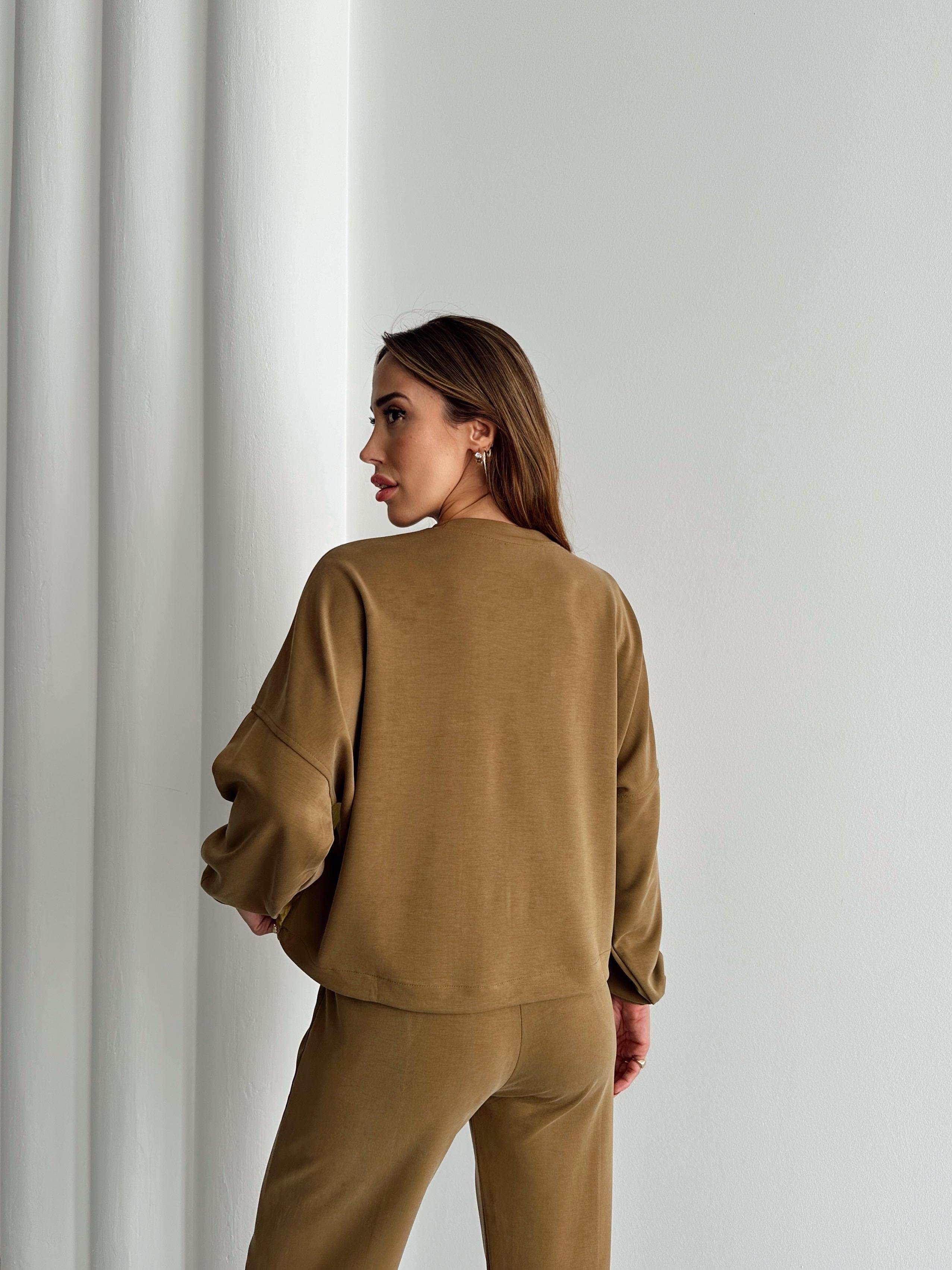 Kadın Paraşüt Detay Sweat Pantolon Haki Modal Takım