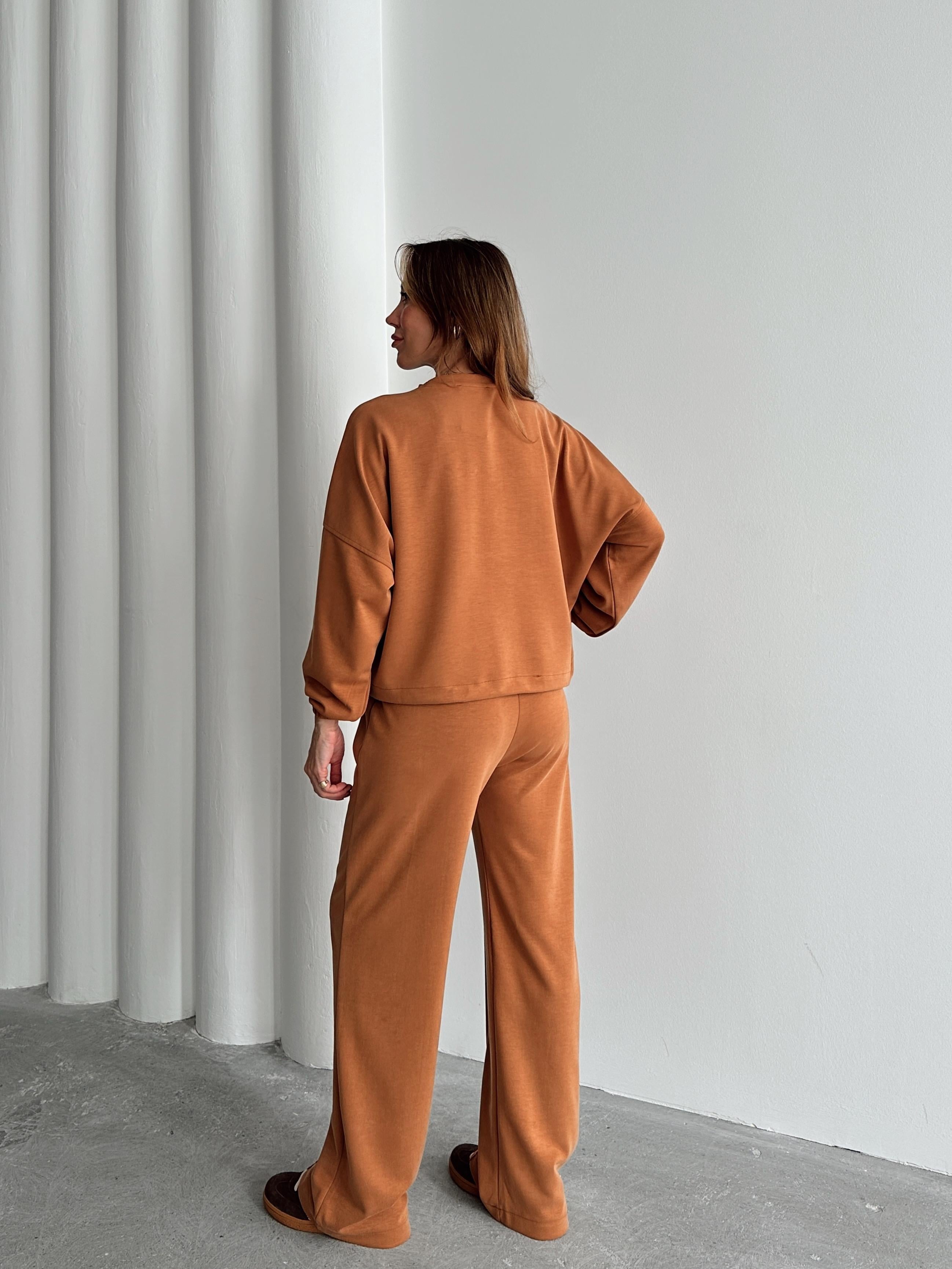 Kadın Paraşüt Detay Sweat Pantolon Sütlü Kahve Modal Takım
