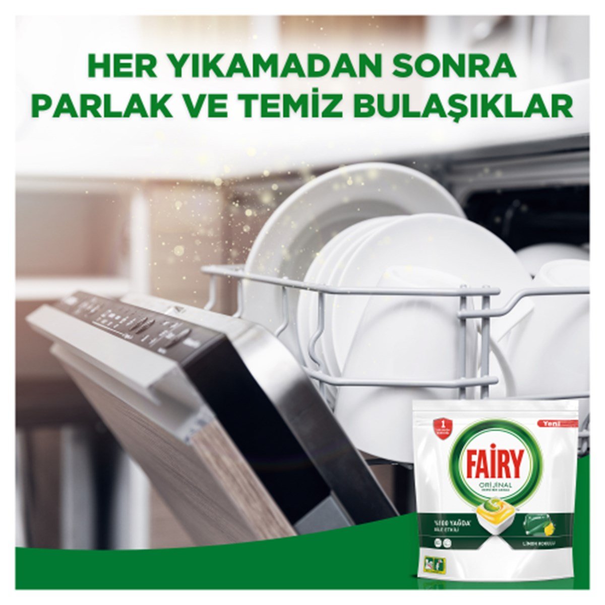 Fairy Hepsi Bir Arada 60 Yıkama Bulaşık Makinesi Deterjanı Kapsülü Limon Kokulu
