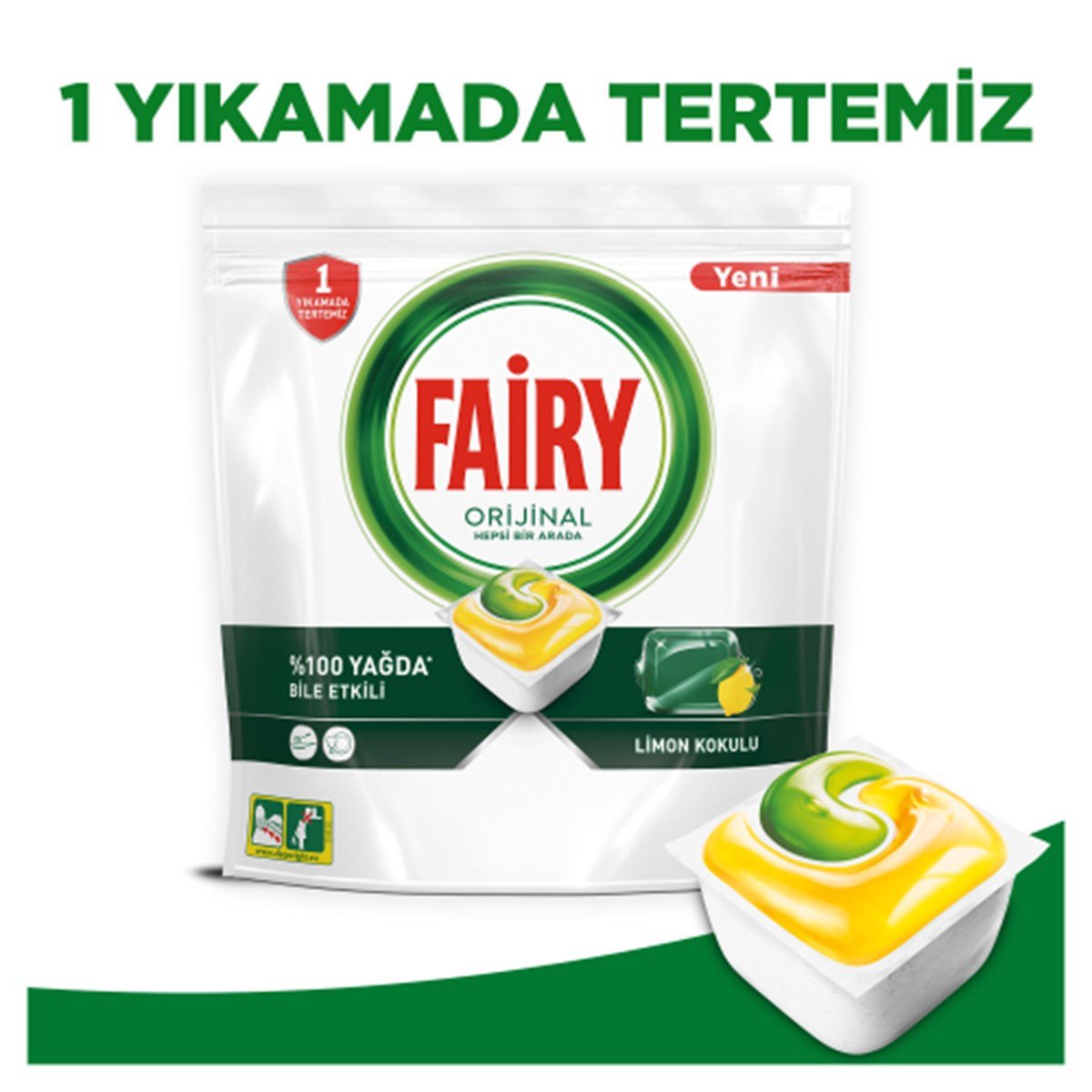 Fairy Hepsi Bir Arada 60 Yıkama Bulaşık Makinesi Deterjanı Kapsülü Limon Kokulu
