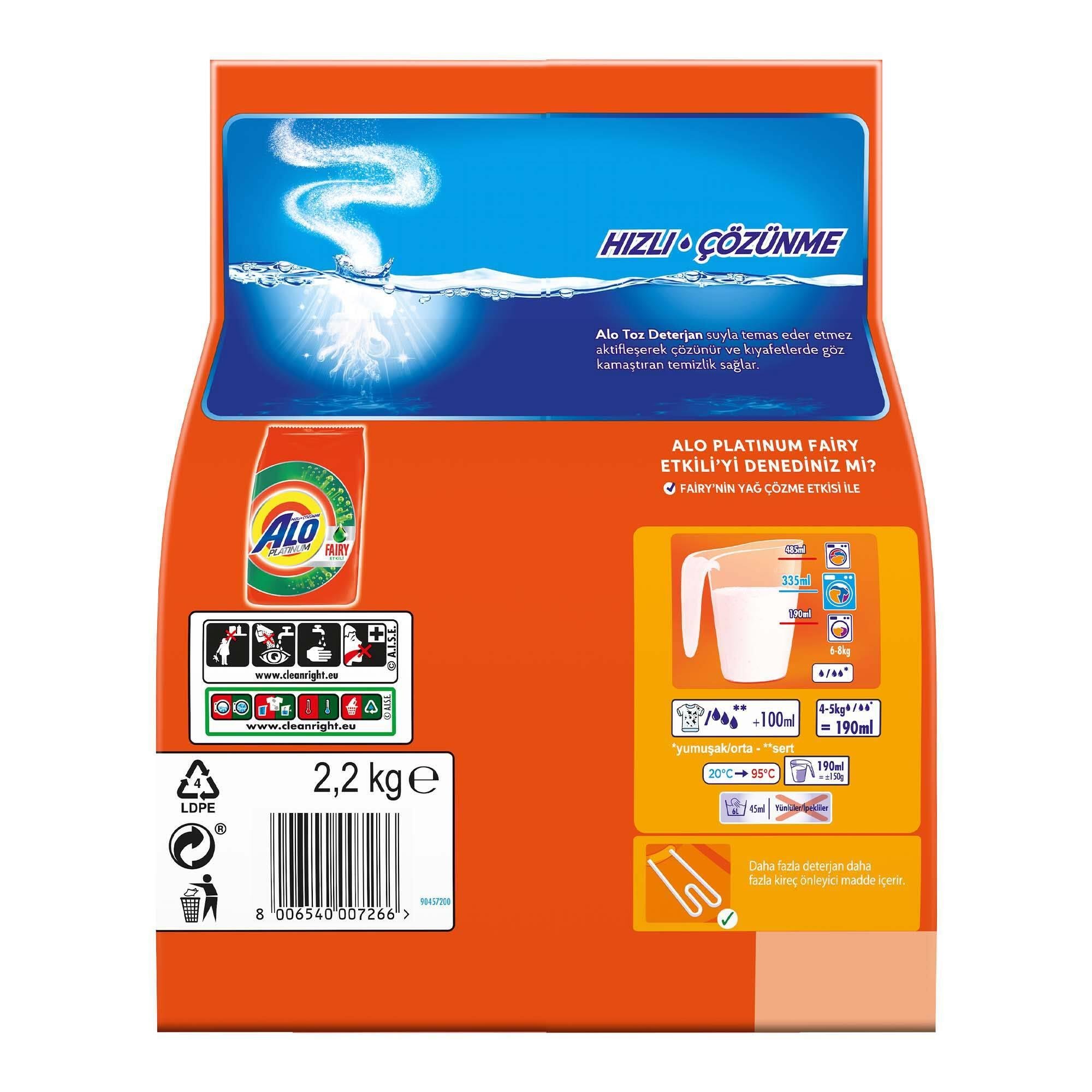 Alo Platinum Fairy Etkili 2.2 kg Toz Çamaşır Deterjanı