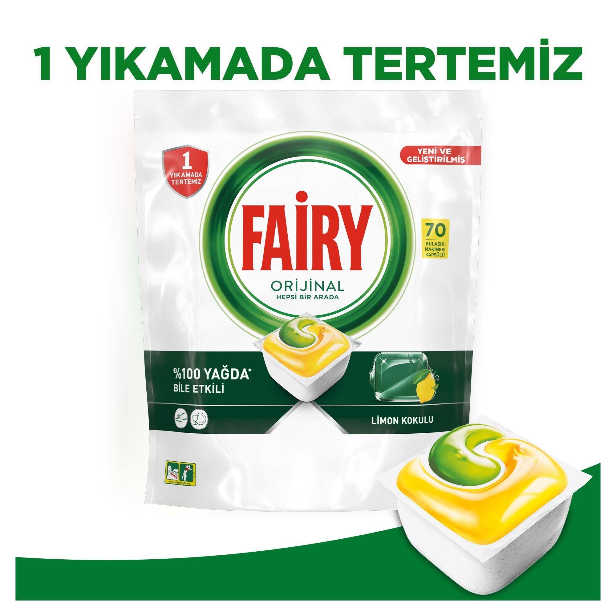 Fairy Hepsi Bir Arada Limon Bulaşık Makinesi Tableti 70'li