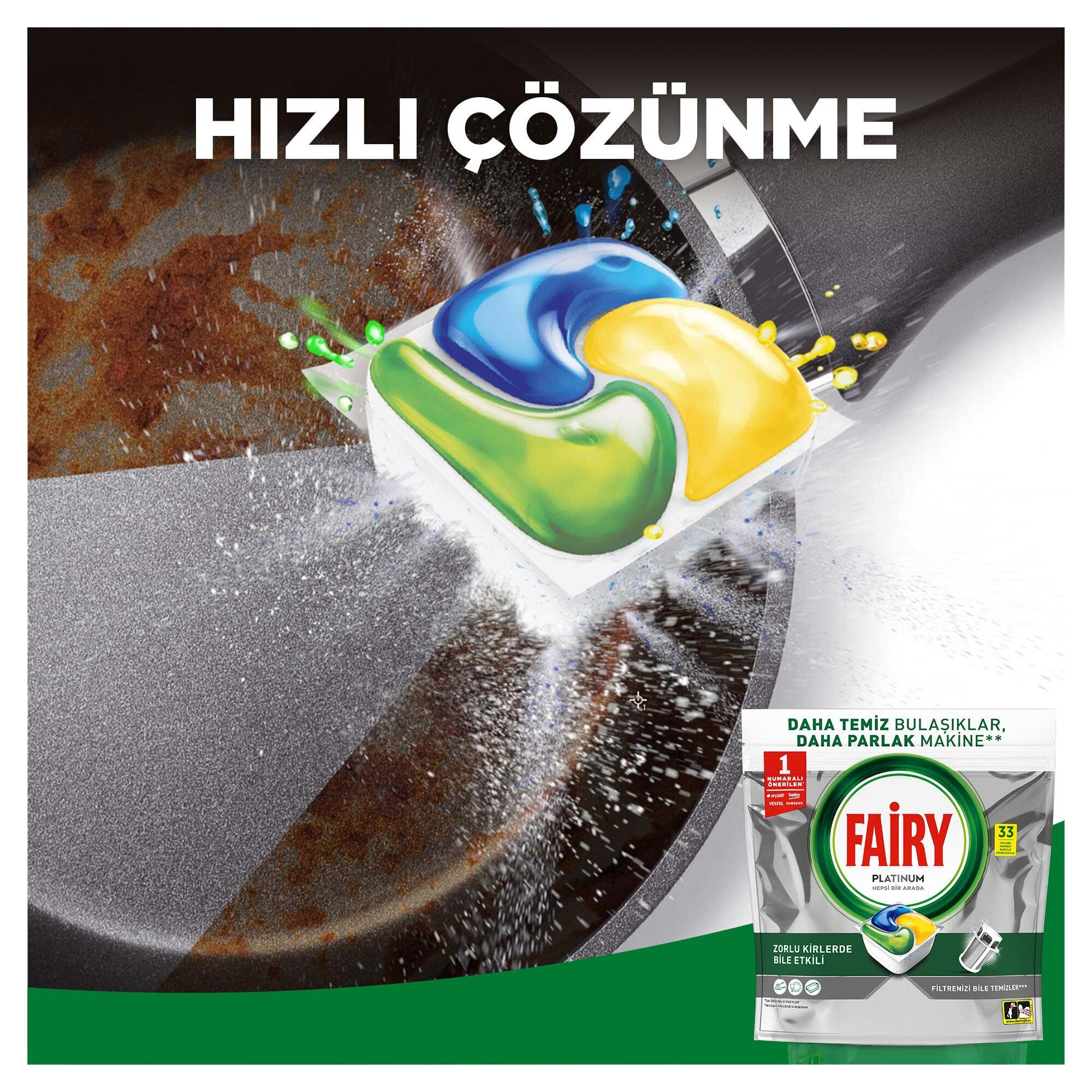 Fairy Platinum 33 Yıkama Kapsülü Limon Kokulu Bulaşık Makinesi Deterjanı