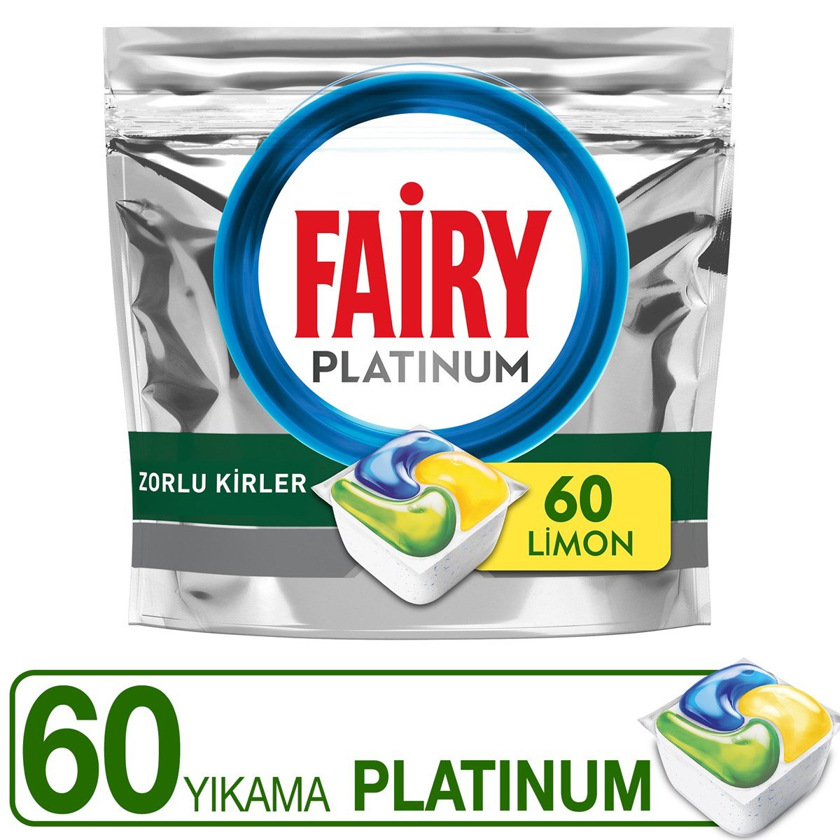 Fairy Platinum 60 Yıkama Bulaşık Makinesi Deterjanı Kapsülü Limon Kokulu