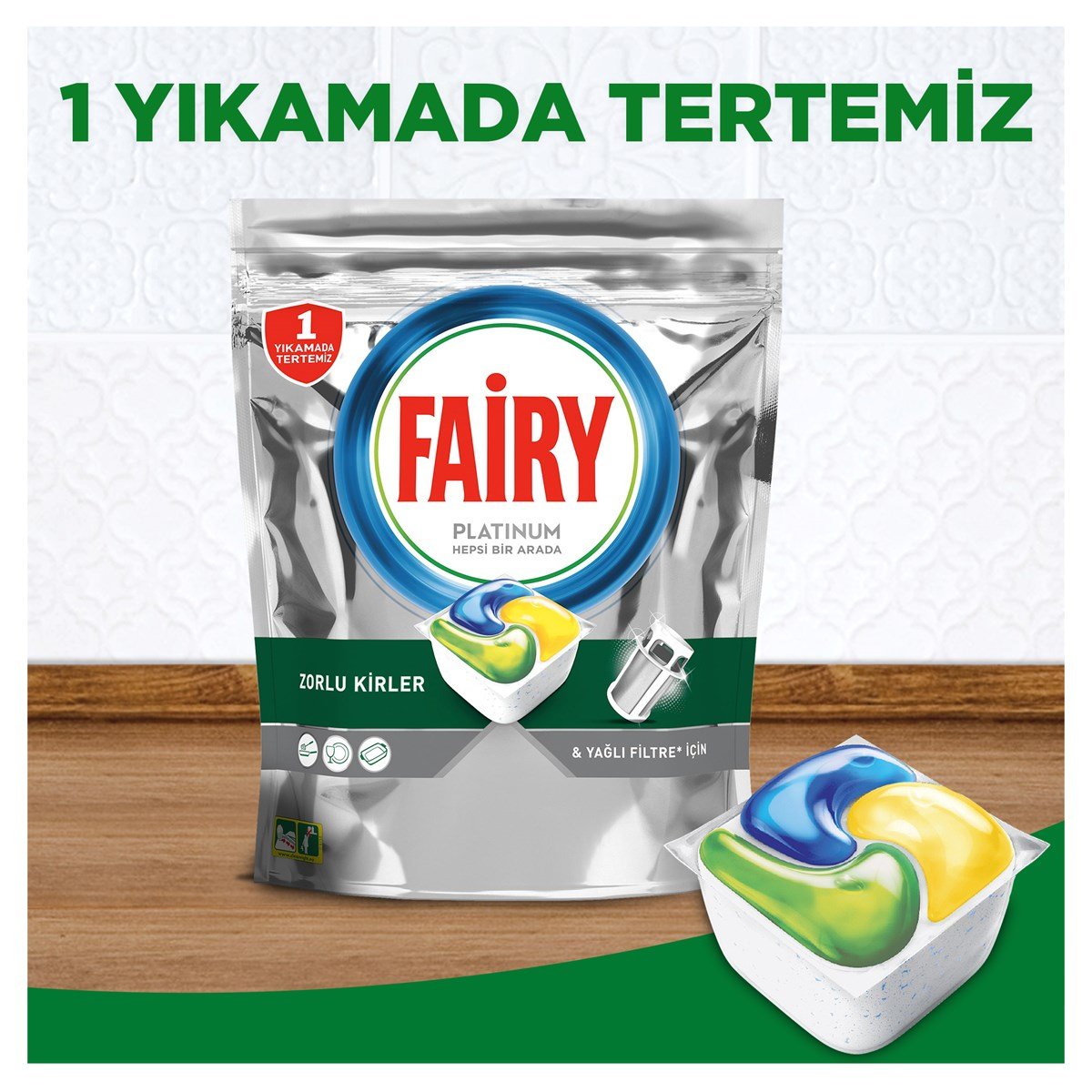 Fairy Platinum 60 Yıkama Bulaşık Makinesi Deterjanı Kapsülü Limon Kokulu