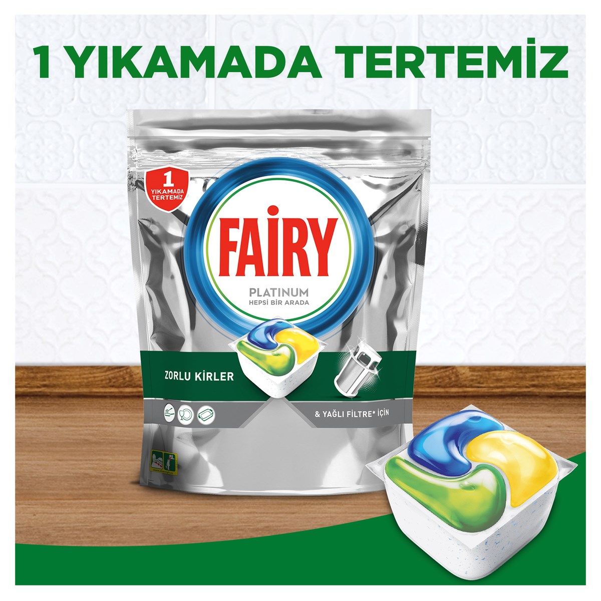 Fairy Platinum 72 Yıkama Bulaşık Makinesi Deterjanı Kapsülü Limon Kokulu