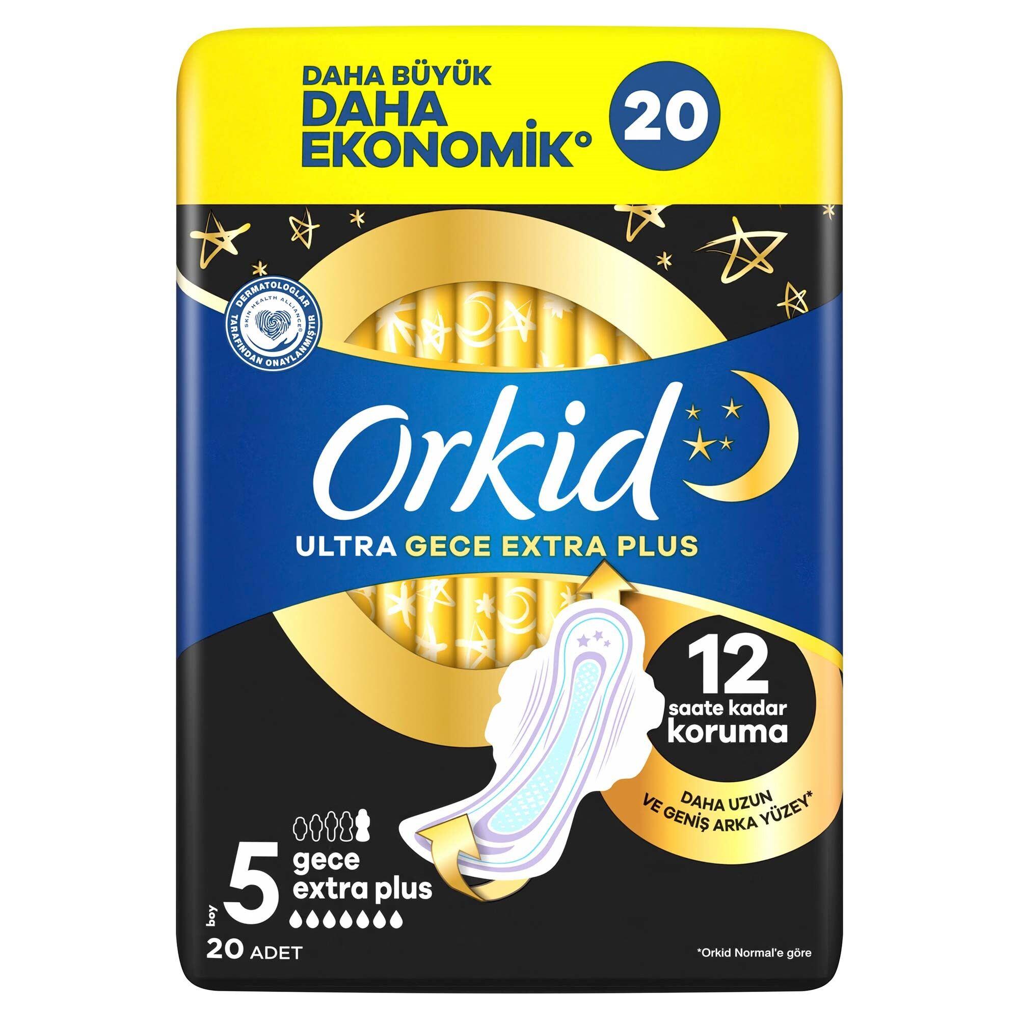 Orkid Hijyenik Ped Ultra Gece Ekstra Plus 20  Adet