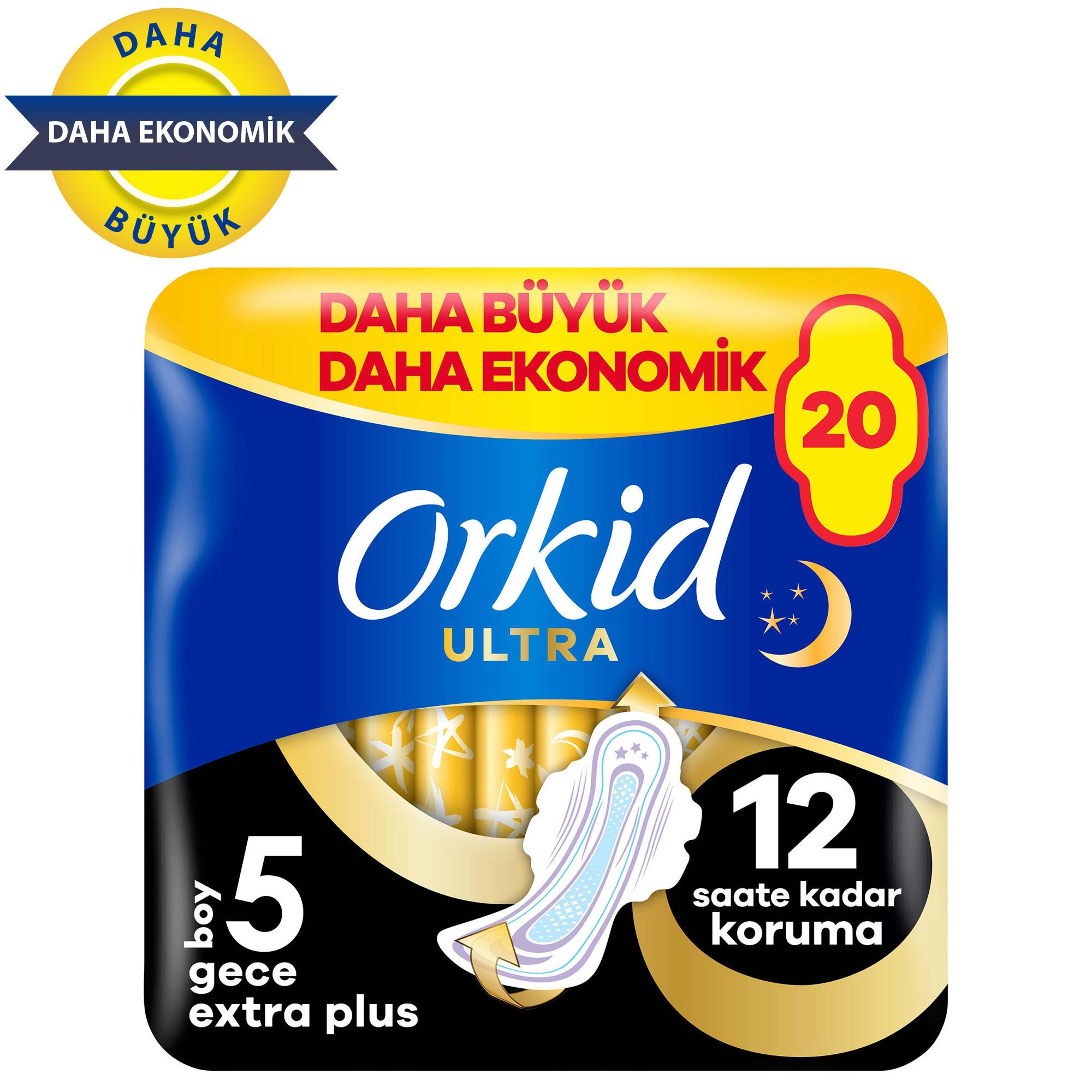 Orkid Hijyenik Ped Ultra Gece Ekstra Plus 20  Adet