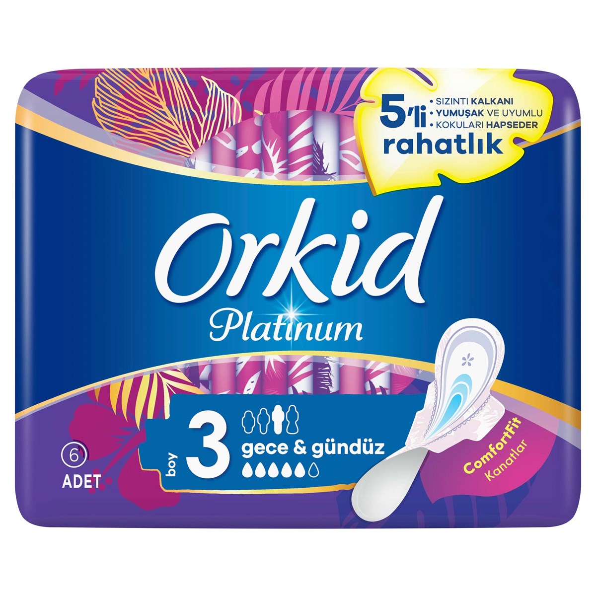 Orkid Platinum Hijyenik Ped Gece 6 Adet