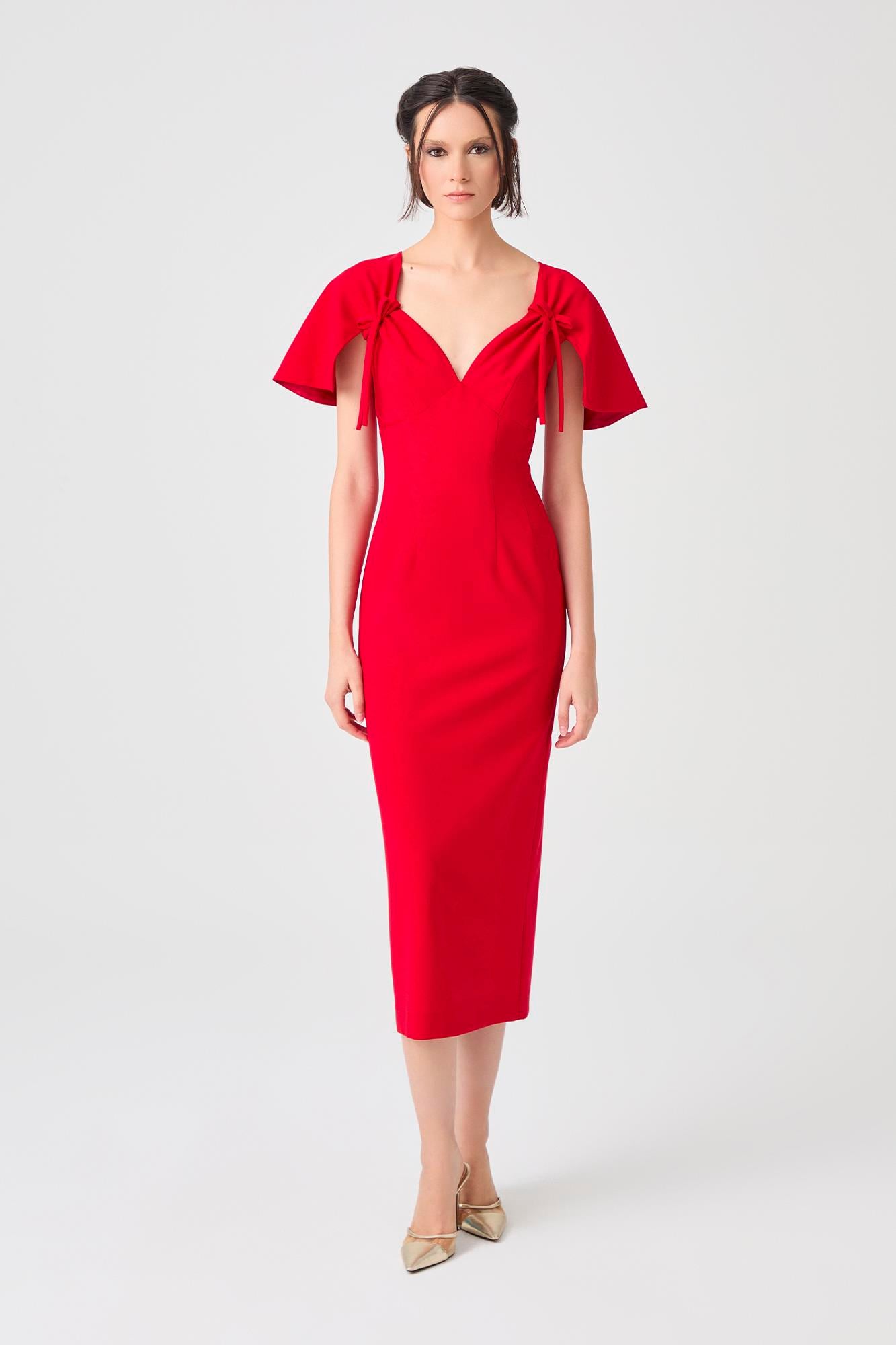 Bow Kırmızı Elbise