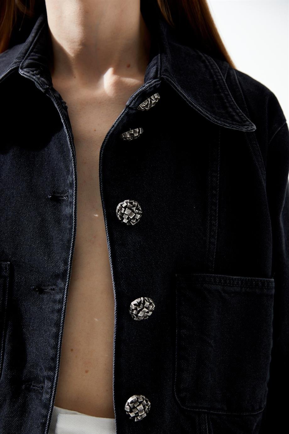 Leomar Siyah Denim Ceket