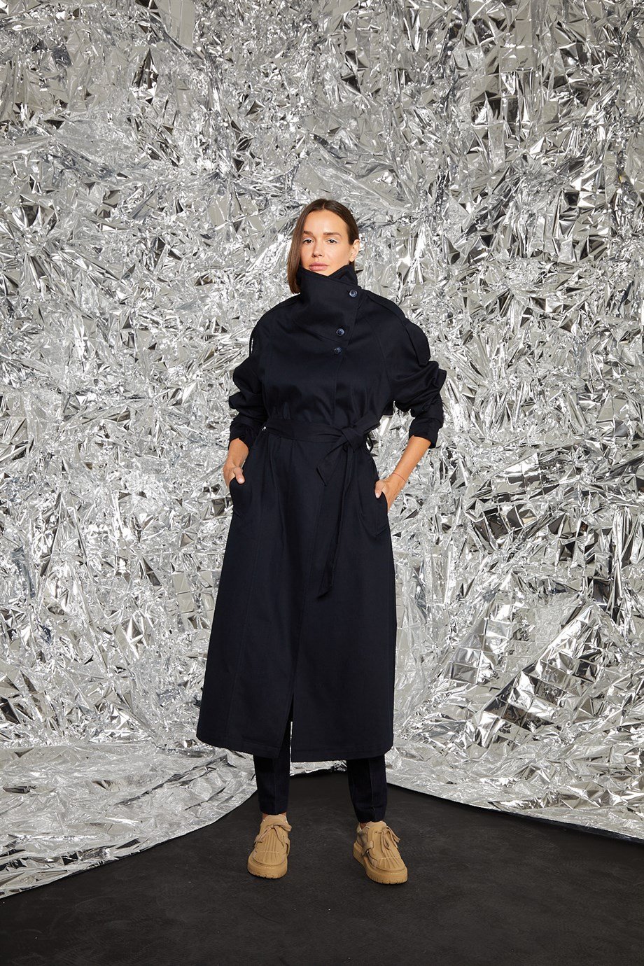 Yoana Lacivert Trenchcoat