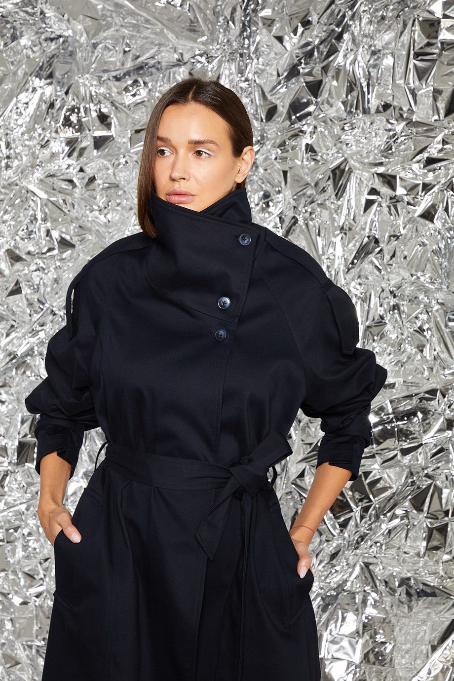 Yoana Lacivert Trenchcoat