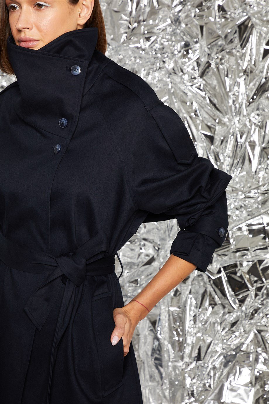 Yoana Lacivert Trenchcoat