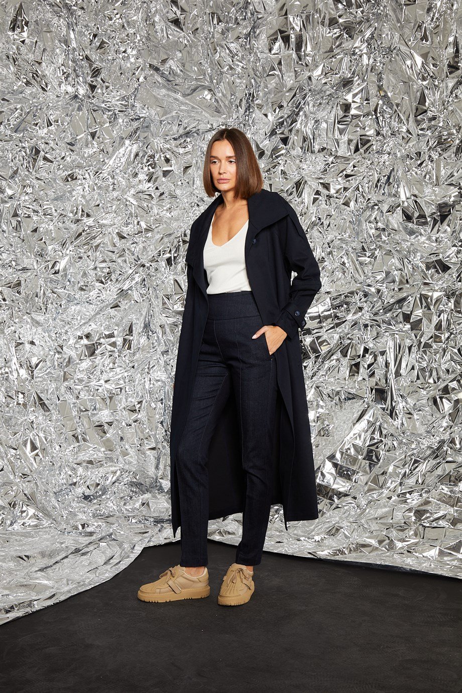 Yoana Lacivert Trenchcoat