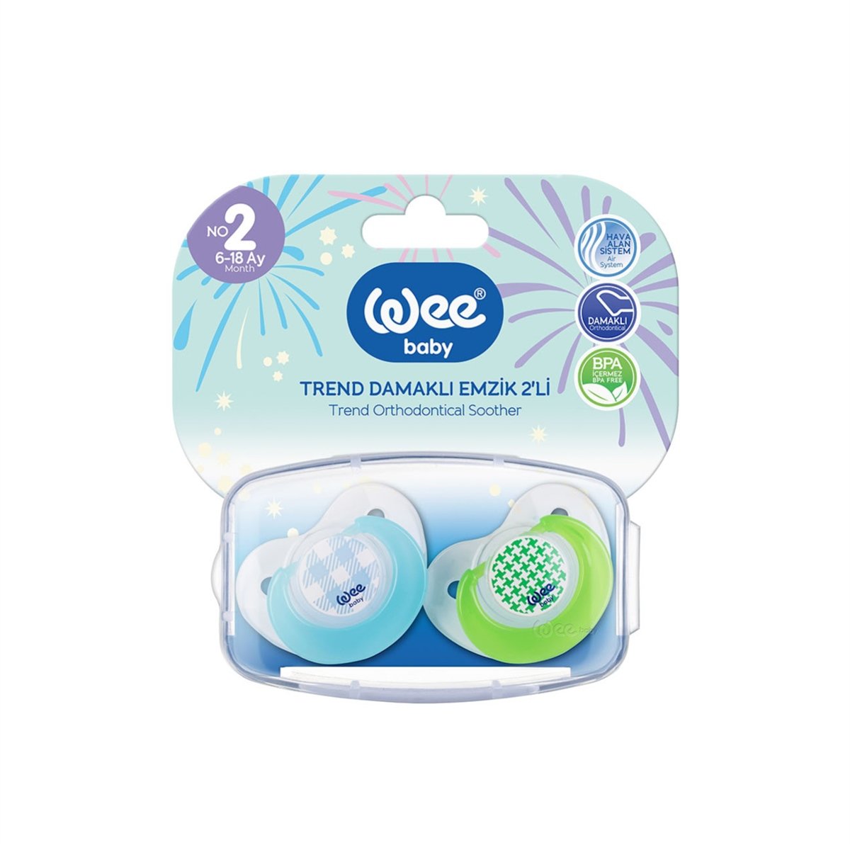 2'li Trend Damaklı Emzik Mavi Mavi No:2-155