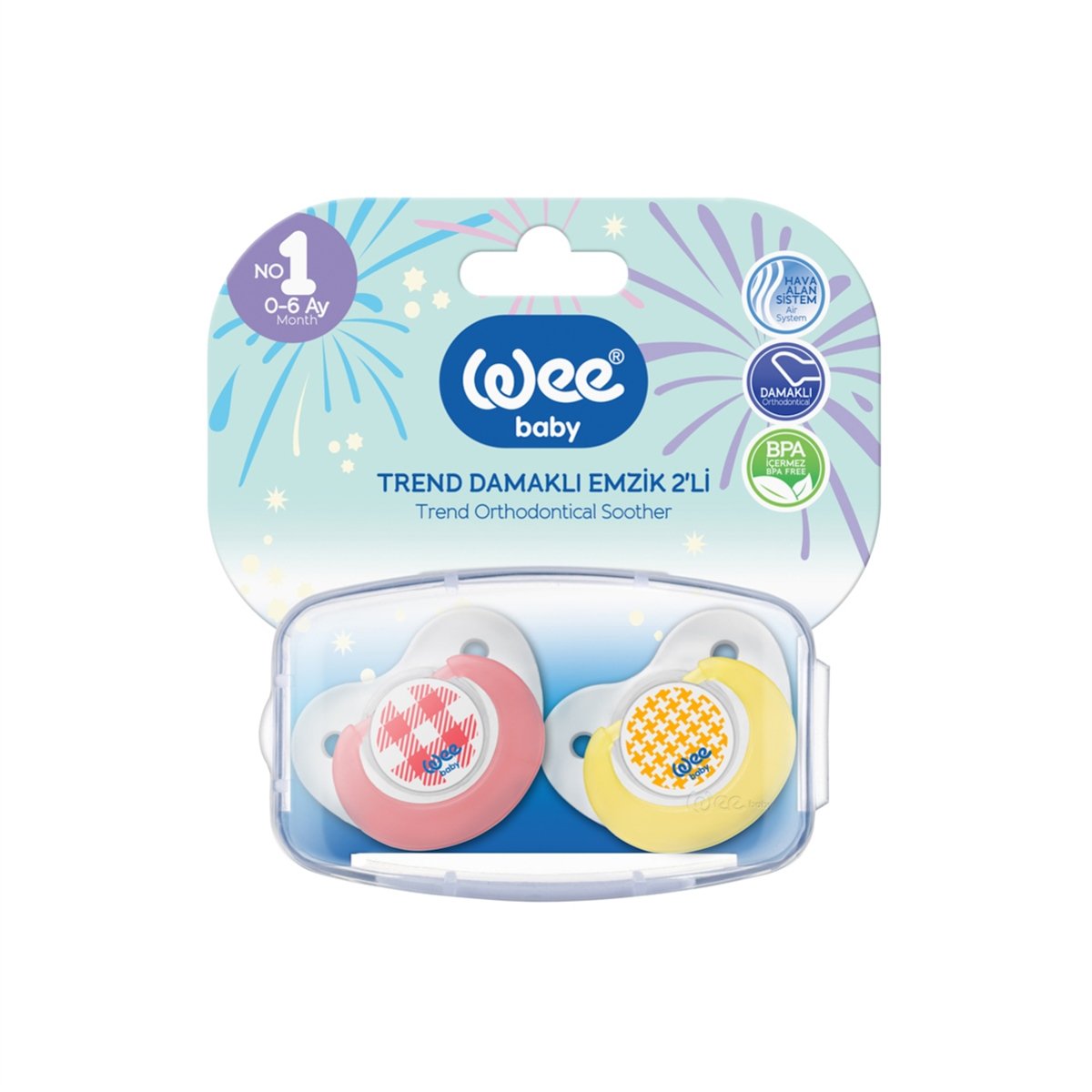 2'li Trend Damaklı Emzik Pembe No:1 - 154