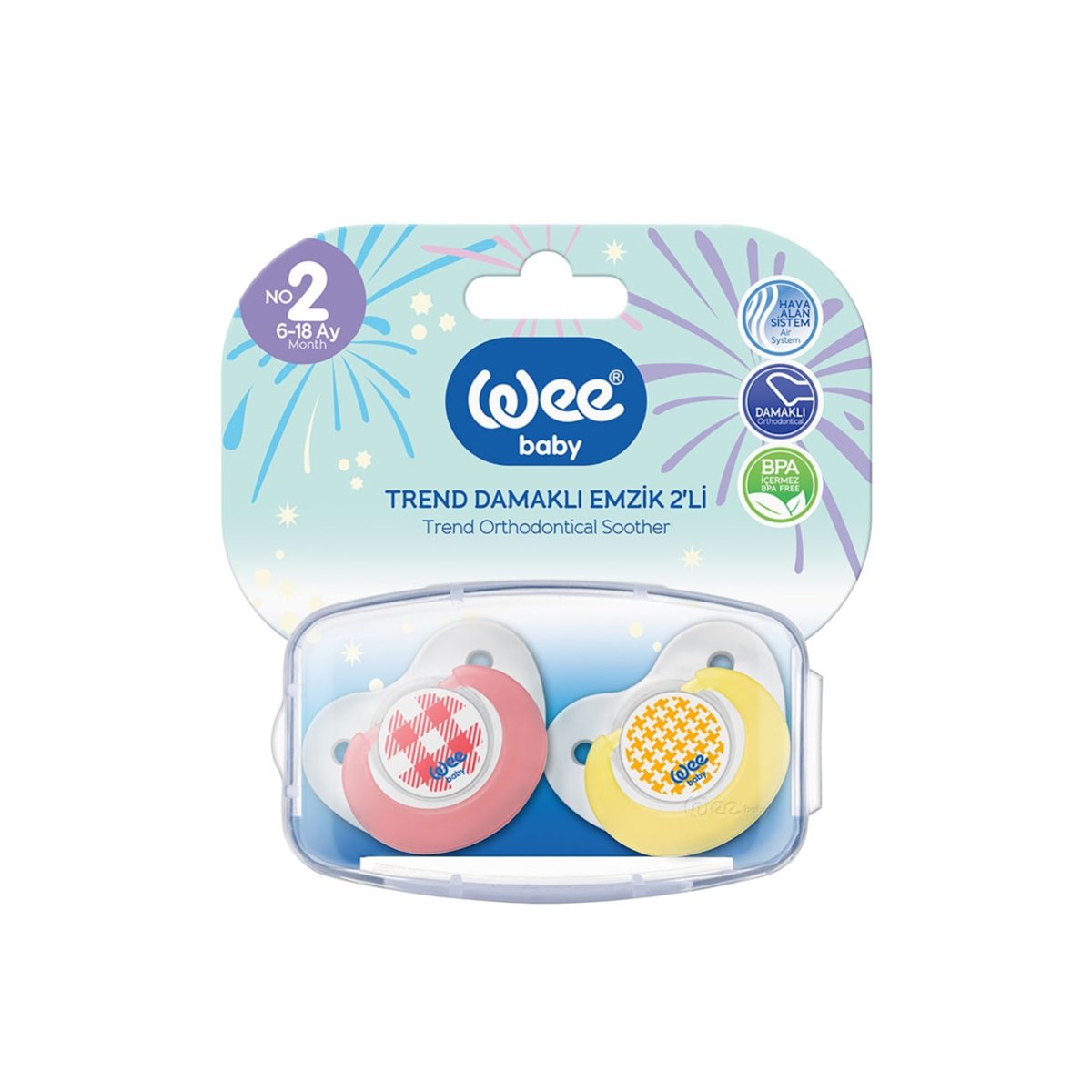 2'li Trend Damaklı Emzik Pembe No:2 - 155