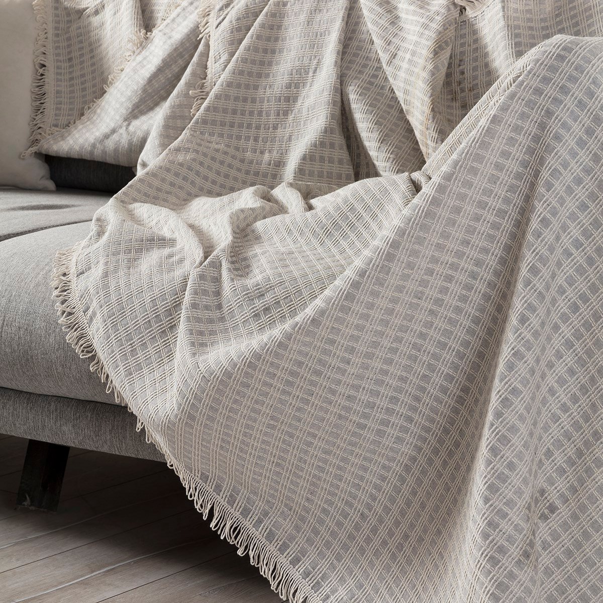 Arya Battal Boy Çok Amaçlı Sık Dokuma Gri Koltuk Örtüsü 180x310 cm