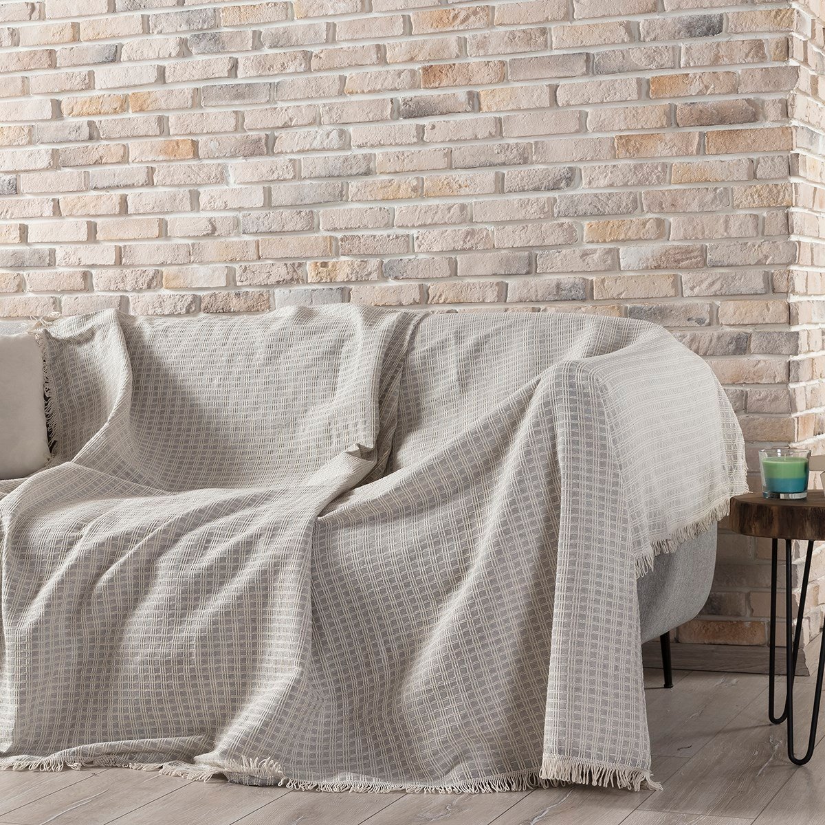 Arya Battal Boy Çok Amaçlı Sık Dokuma Gri Koltuk Örtüsü 180x310 cm