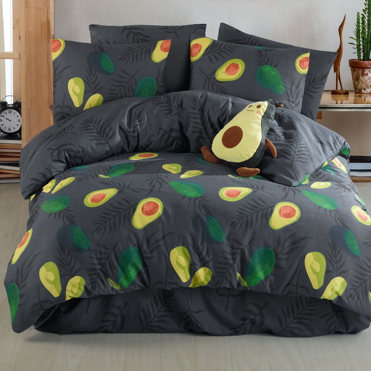 Avocado Desenli Dark Çift Kişilik Nevresim Takımı