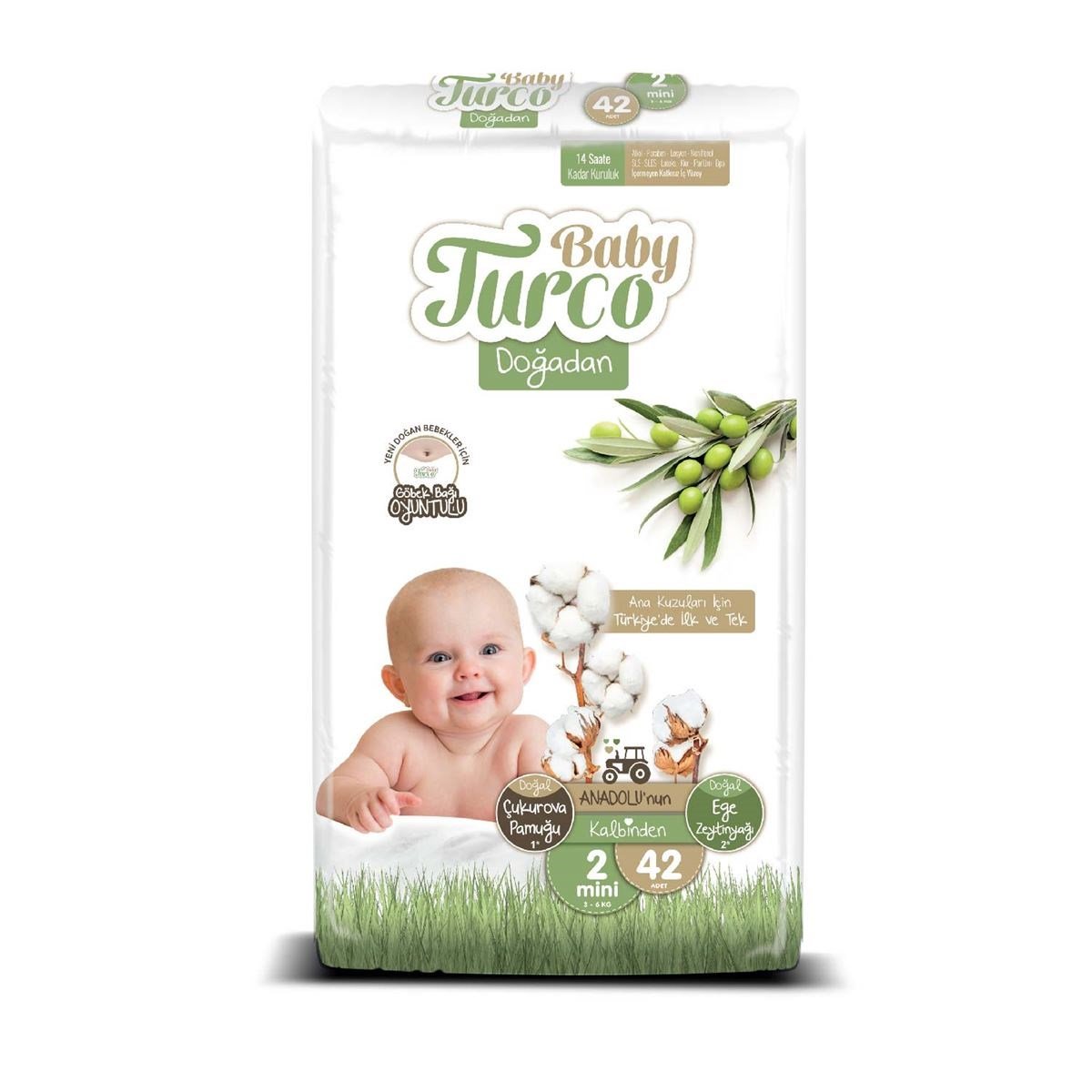 Baby Turco Doğadan Bebek Bezi 2 Numara Mini 42 Adet
