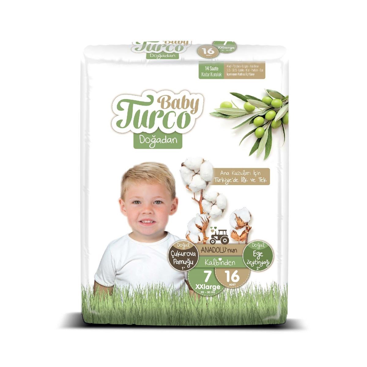 Baby Turco Doğadan Bebek Bezi 7 Numara XXLarge 16 Adet