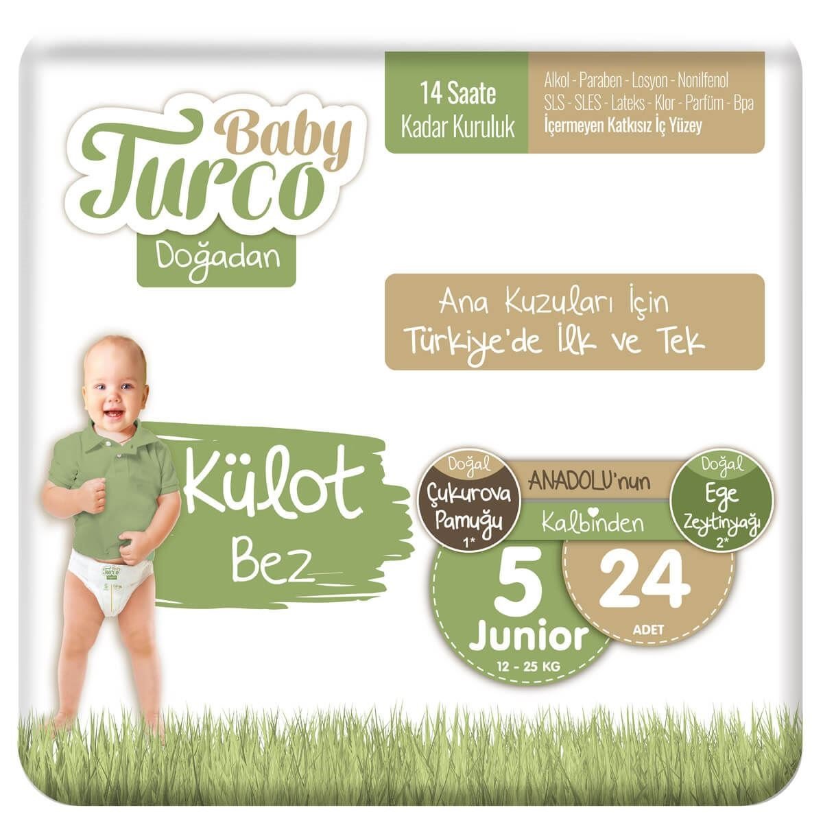 Baby Turco Doğadan Külot Bez 5 Numara Junior 24 Adet
