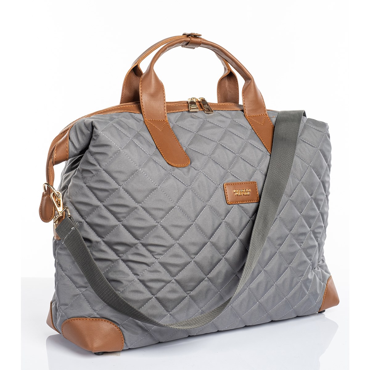 Cordura Su Geçirmez Kumaş Kapitoneli Omuz Askılı Kadın Spor Çanta Gri