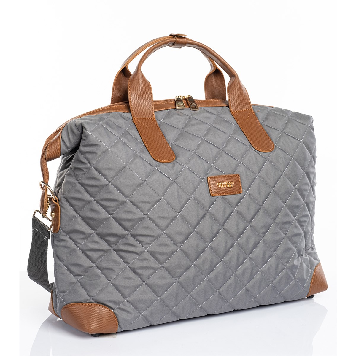 Cordura Su Geçirmez Kumaş Kapitoneli Omuz Askılı Kadın Spor Çanta Gri