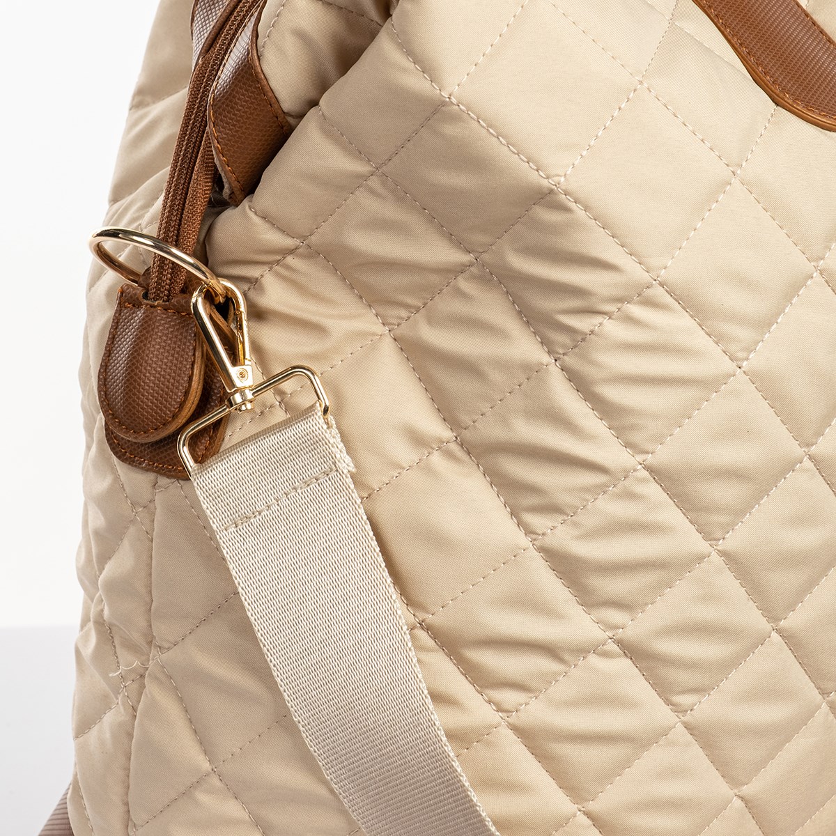 Cordura Su Geçirmez Kumaş Kapitoneli Omuz Askılı Kadın Spor Çanta Krem