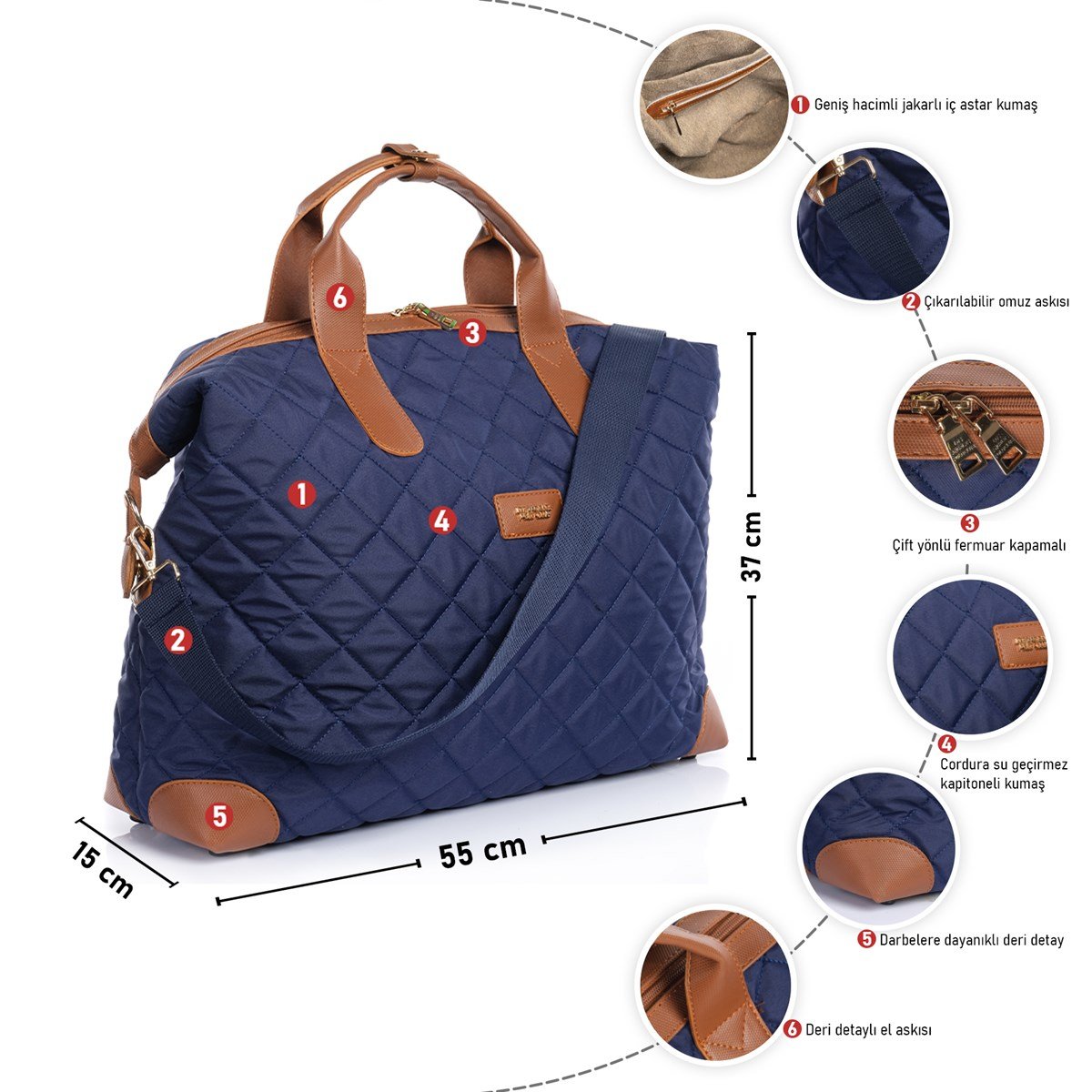 Cordura Su Geçirmez Kumaş Kapitoneli Omuz Askılı Kadın Spor Çanta