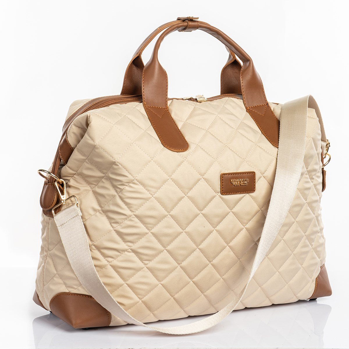 Cordura Su Geçirmez Kumaş Kapitoneli Omuz Askılı Kadın Spor Çanta Krem