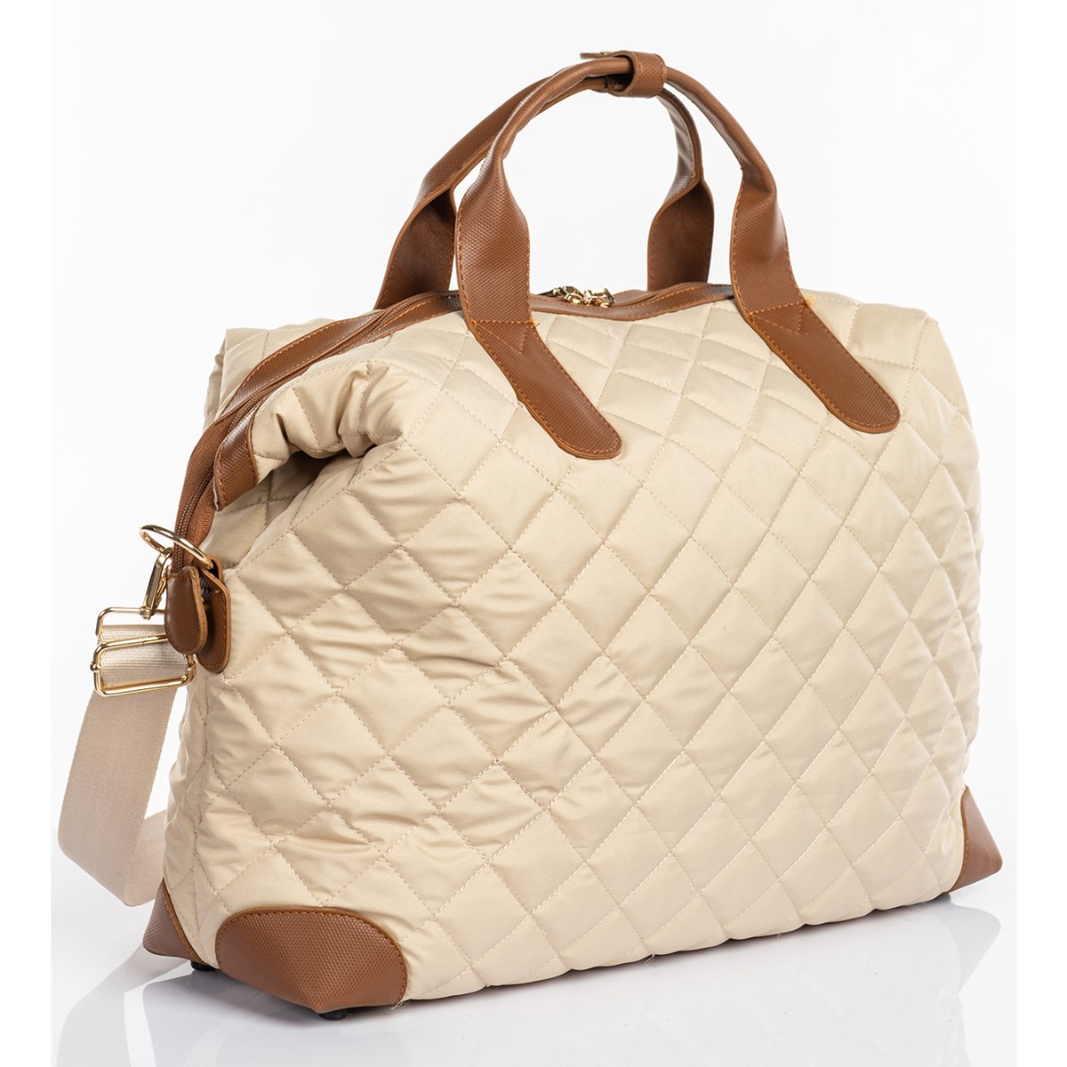 Cordura Su Geçirmez Kumaş Kapitoneli Omuz Askılı Kadın Spor Çanta Krem