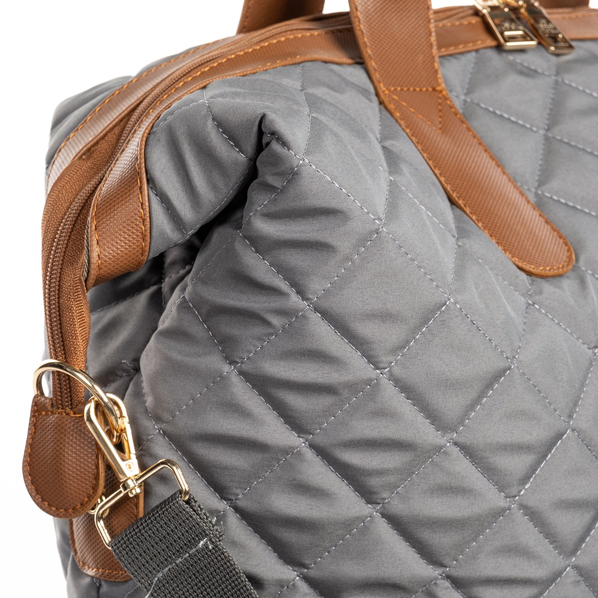 Cordura Su Geçirmez Kumaş Kapitoneli Omuz Askılı Kadın Spor Çanta Gri