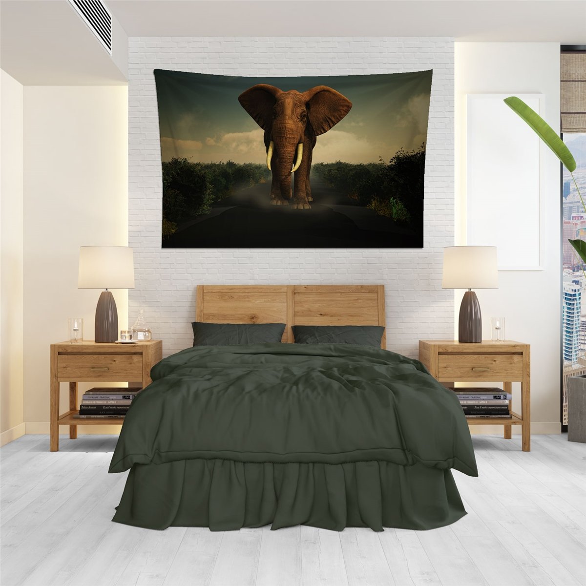 Fil ve Manzara Duvar Örtüsü