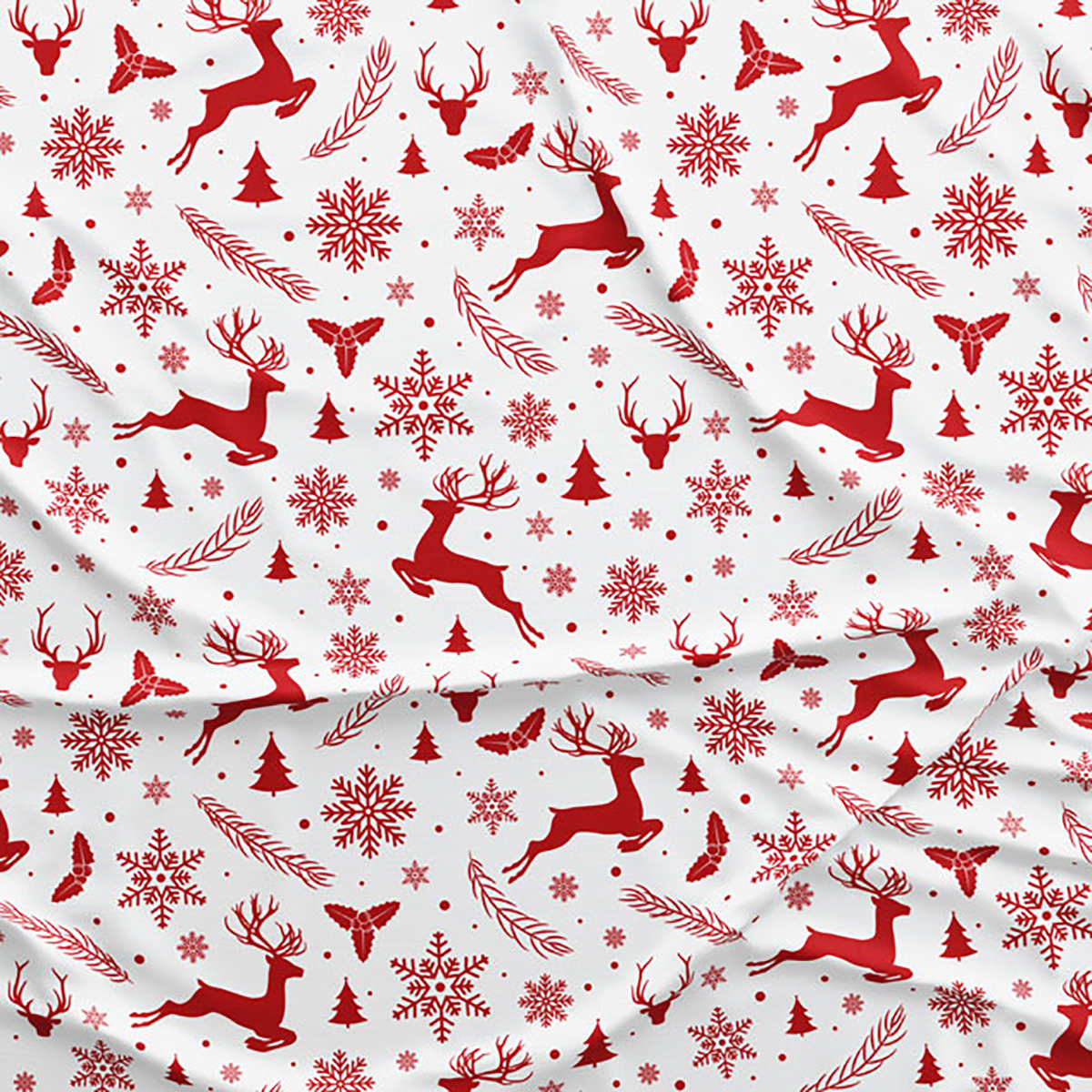 Geyik Desenli Yılbaşı Masa Örtüsü