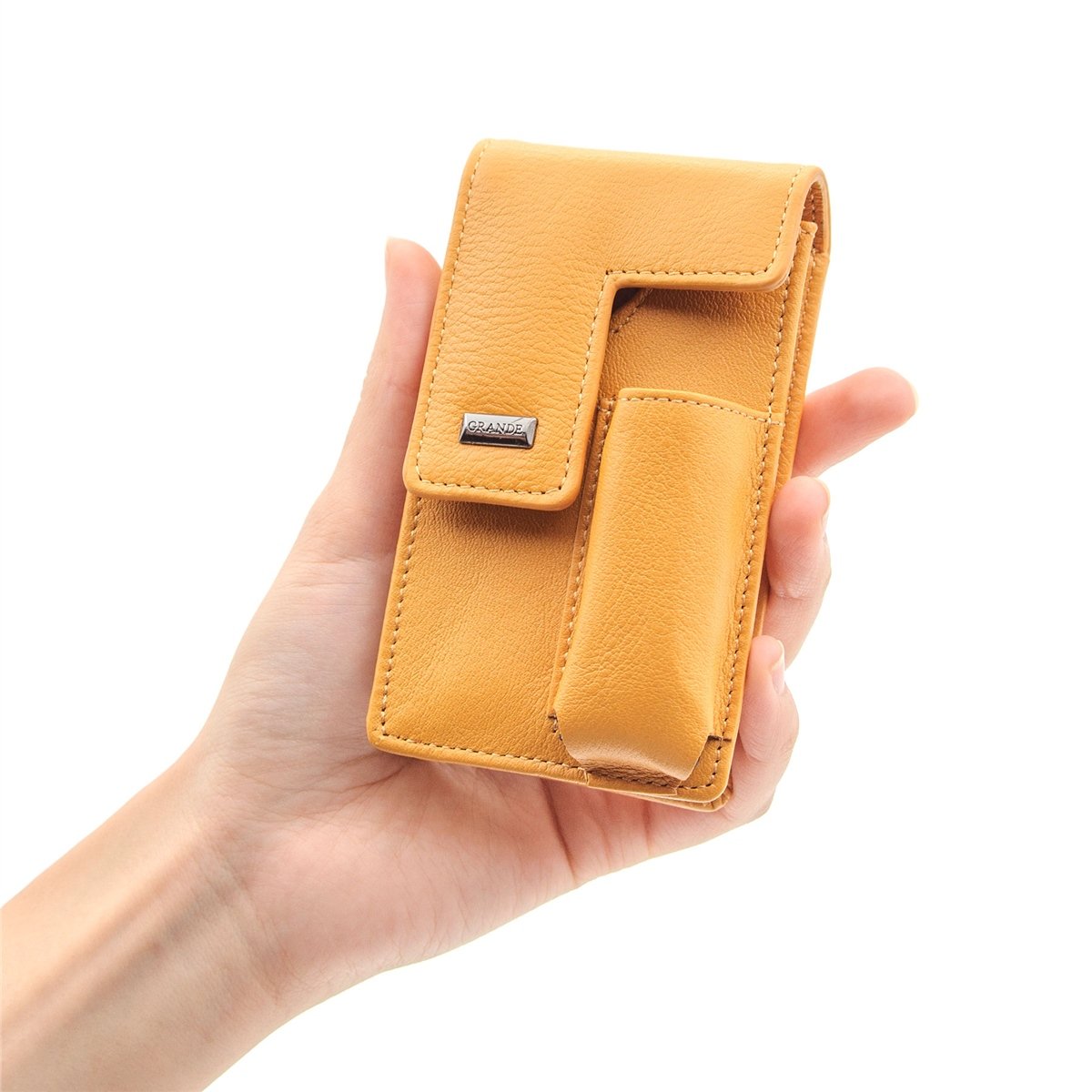 Grande Hakiki Deri Özel Tasarım Sigaralık - Sarı