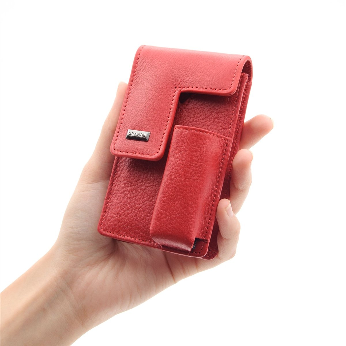 Grande Hakiki Deri Özel Tasarım Sigaralık - Kırmızı