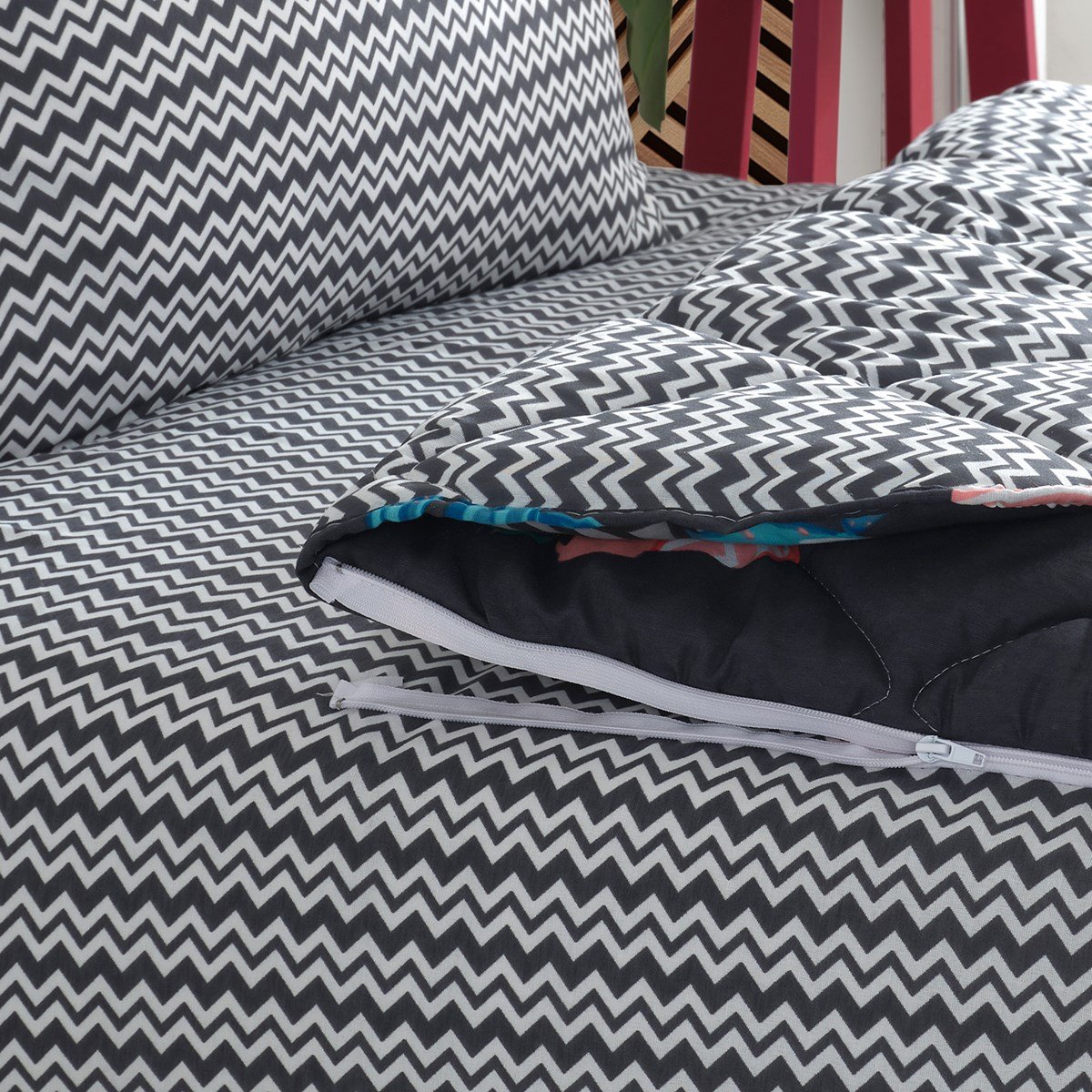 Kaktüs Desenli Füme Tek Kişilik Yorganlı Çocuk Uyku Seti