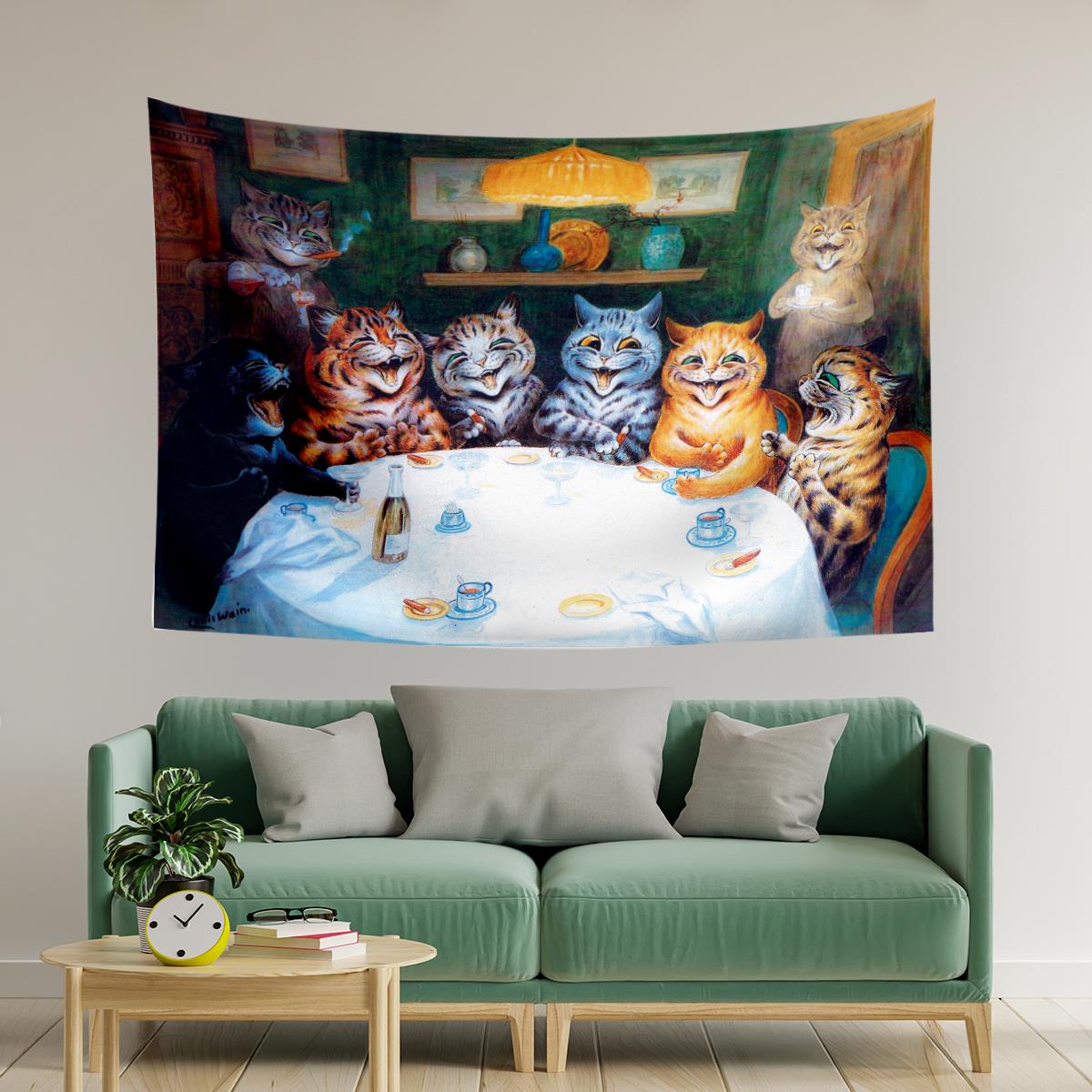 Kediler Louis Wain Duvar Örtüsü Halısı 70x100, 100x140, 140x200