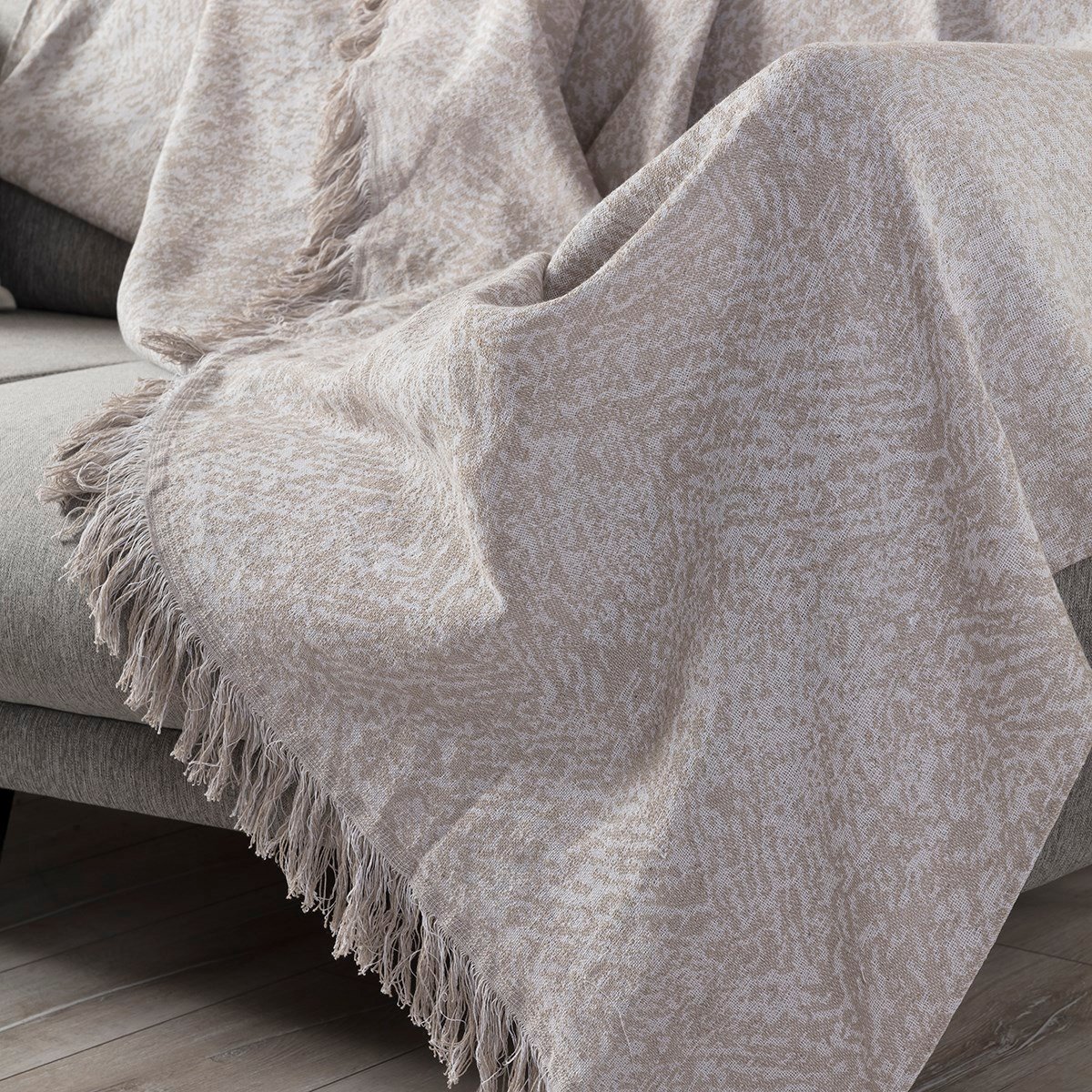 Linen Çok Amaçlı Sık Dokuma Bej Koltuk Örtüsü 170x220 cm