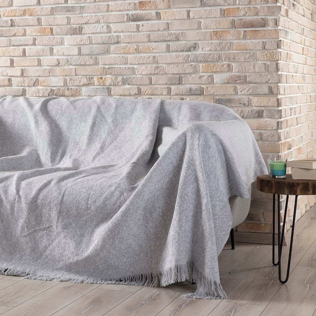 Linen Çok Amaçlı Sık Dokuma Gri Koltuk Örtüsü 180x310 cm