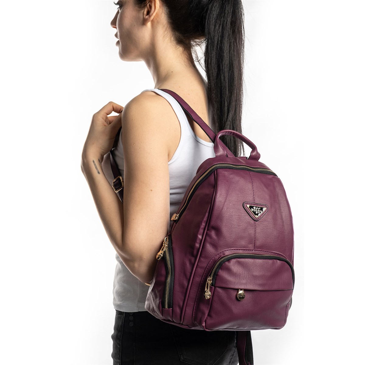 LOS ANGELES POLO CLUB Kadın Sırt Çantası Mürdüm