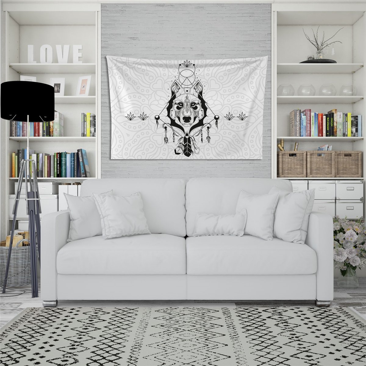 Mistik Kurt Desenli Duvar Örtüsü