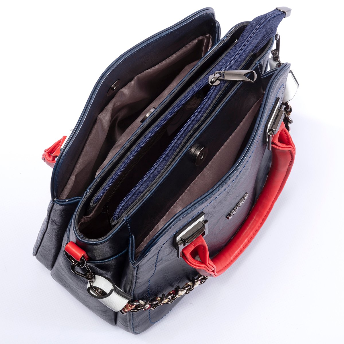 Omuz Askılı Kadın Çantası Lacivert Kırmızı