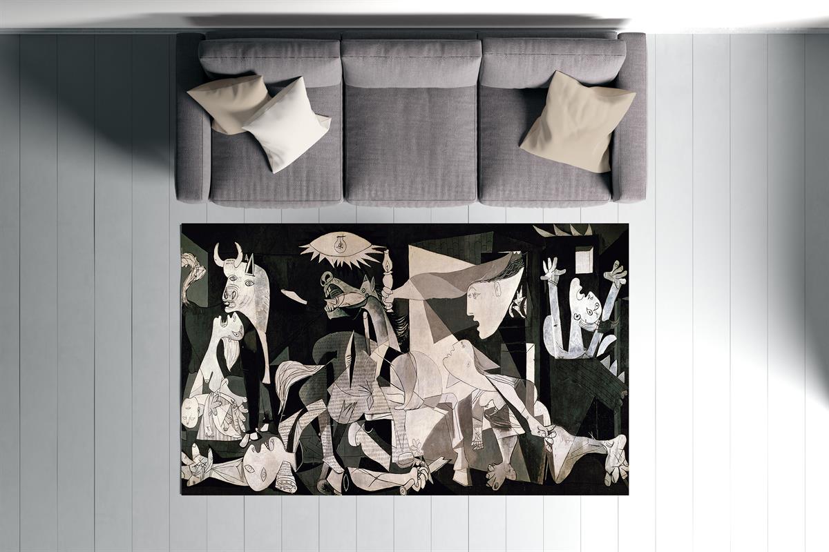 Pablo Picasso Guernica Halısı Dijital Baskılı Halı Kaydırmaz Tabanlı Yıkanabilir Halı