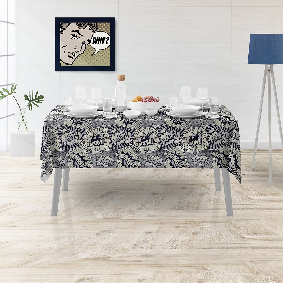 Popart Desenli Masa Örtüsü