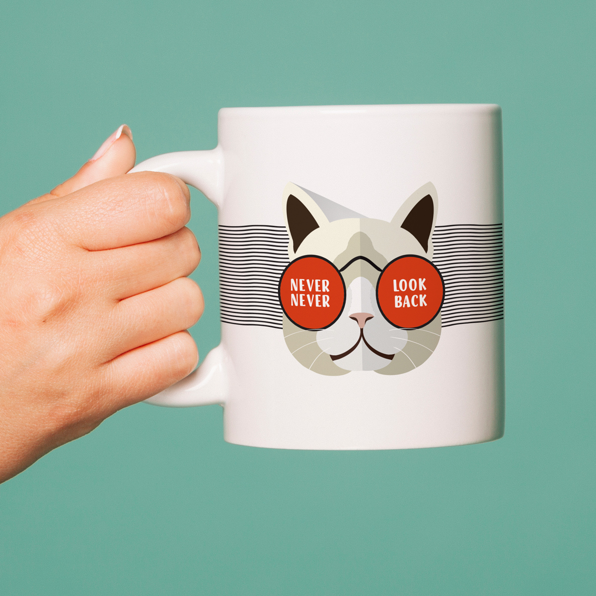 Retro Hipster Kedi Kupa