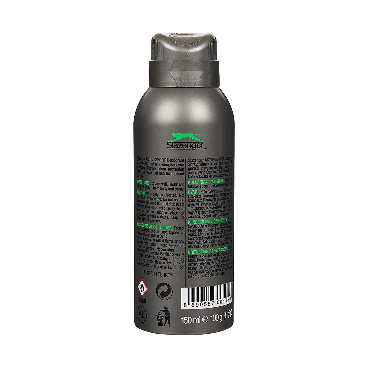Slazenger Active Sport Yeşil Erkek 150 ml Deodorant